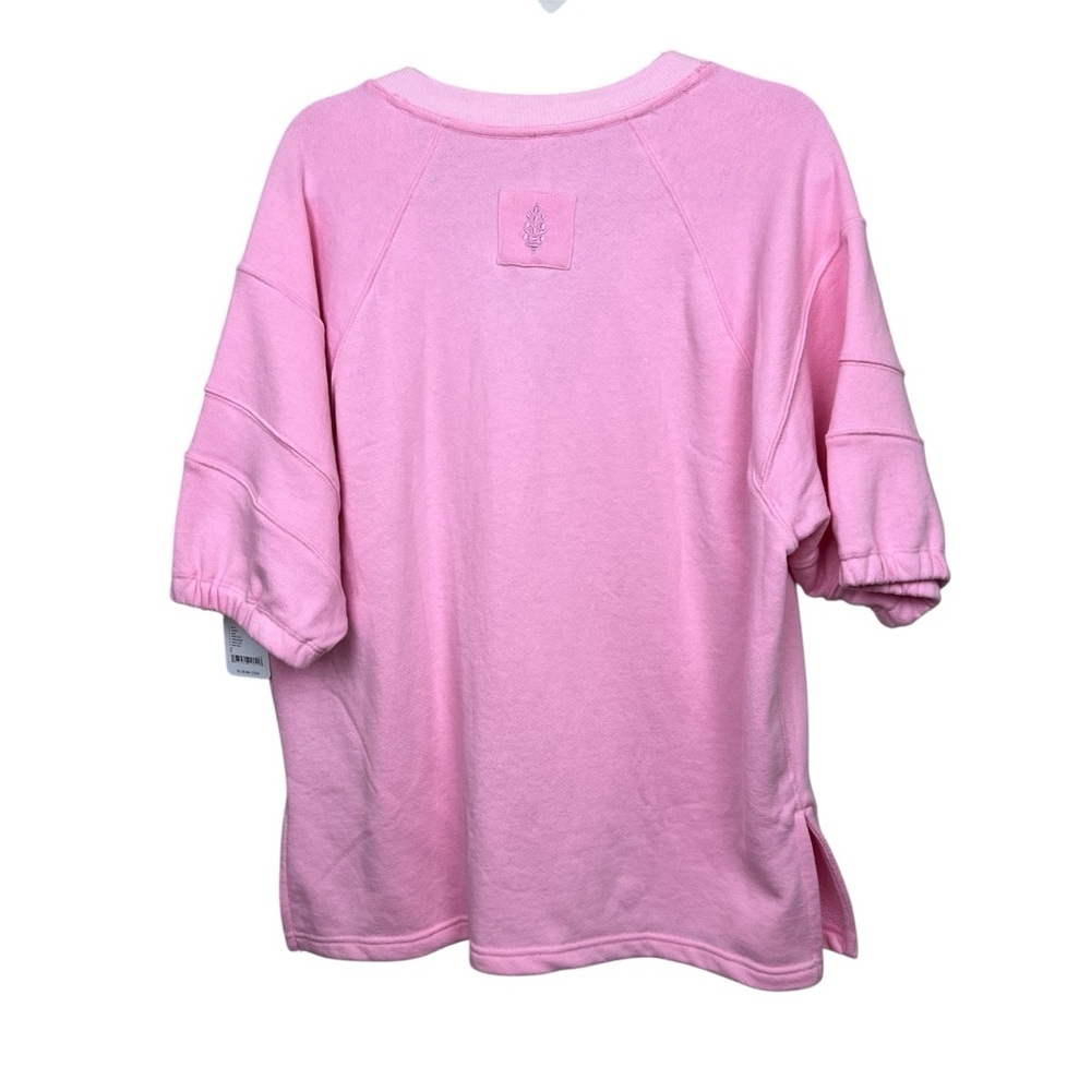 Free People Movement On The Run Sweatshirt Pink Oversized V-Neck S - Picture 3 of 9